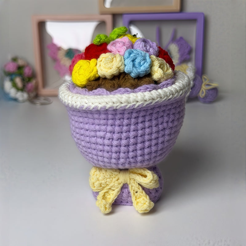Crochet Bride Holding Flowers(8 hours of work)