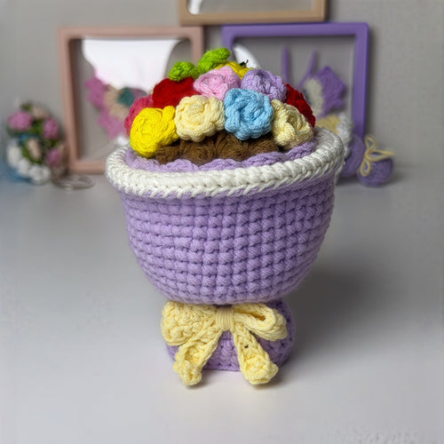 Crochet Bride Holding Flowers(8 hours of work)