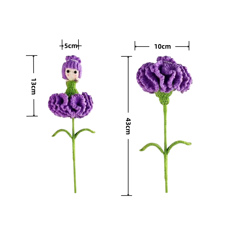 Crocheted Carnation Girl(5 hours of work)